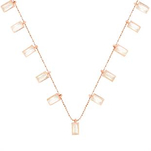 925 Ayar Gümüş Shakıra Sallantılı Beyaz Baget Taş Gümüş Kolye