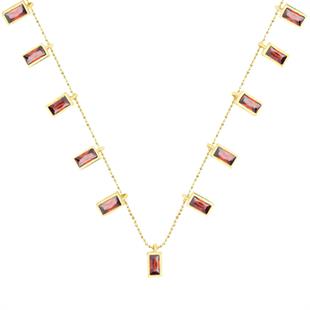 925 Ayar Gümüş Shakıra Sallantılı Garnet Baget Taş Gümüş Kolye