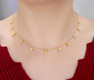 925 Ayar Gümüş Shakıra Sallantılı Sitrin Damla Taş Gümüş Kolye