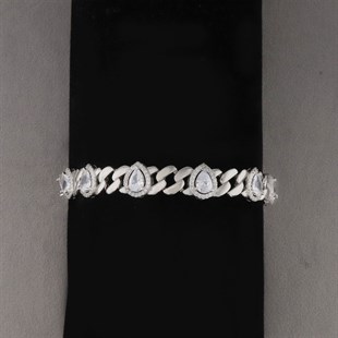 925 Ayar Gümüş Şık Damla Desen Bileklik