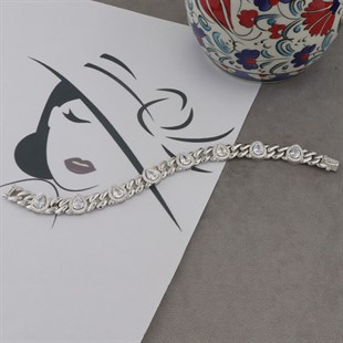 925 Ayar Gümüş Şık Damla Desen Bileklik