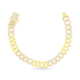 925 Ayar Gümüş Şık Gold Gurmet Bileklik