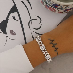 925 Ayar Gümüş Şık Oval Bileklik