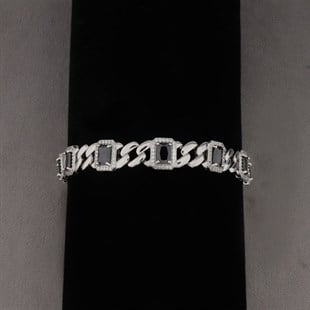 925 Ayar Gümüş Şık Siyah Taşlı Bileklik