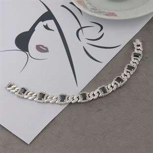 925 Ayar Gümüş Şık Siyah Taşlı Bileklik