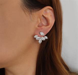 925 Ayar Gümüş Sıralı Markiz Küpe