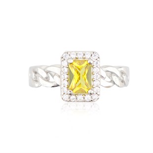 925 Ayar Gümüş Sitrin Baget Takı Seti Zincir Detay