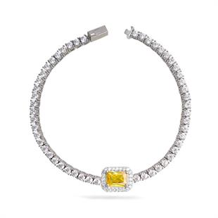 925 Ayar Gümüş Sitrin Baget Taşlı Su Yolu Bileklik