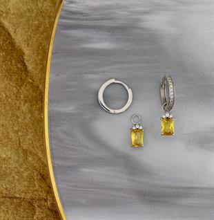 925 Ayar Gümüş Sitrin Baget Taşlı Trend Küpe