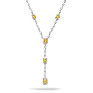 925 Ayar Gümüş Sitrin Baget Taşlı Y Model Su Yolu Detaylı Kolye