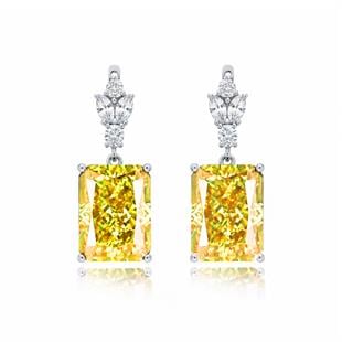 925 Ayar Gümüş Sitrin Elmas Kesim Baget Küpe