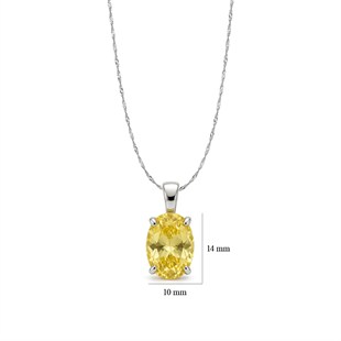 925 Ayar Gümüş Sitrin Ice Cut Oval Taş Kolye