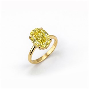 925 Ayar Gümüş Sitrin Işıltılı Oval Kesim (Ice Cut) Taşlı Yüzük