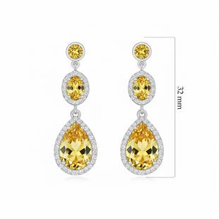 925 Ayar Gümüş Sitrin Kristal Elegance Küpe