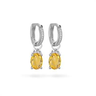 925 Ayar Gümüş Sitrin Oval Taşlı Trend Küpe