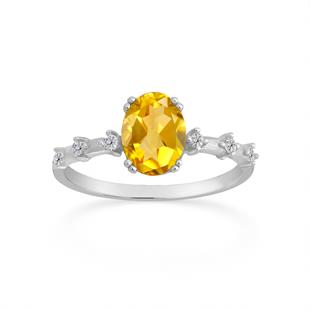 925 Ayar Gümüş Sitrin Oval Taşlı Vintage Yüzük