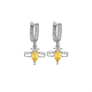 925 Ayar Gümüş Sitrin Sallantılı Arı Küpe