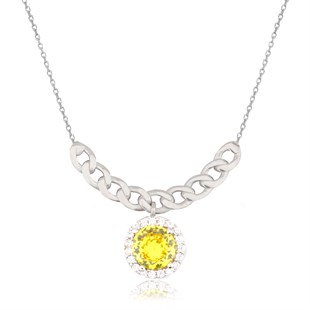 925 Ayar Gümüş Sitrin Takı Seti Zincir Detay