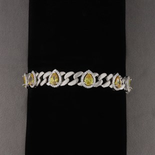 925 Ayar Gümüş Sitrin Taşlı Damla Desen Bileklik