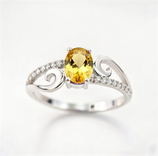 925 Ayar Gümüş Sitrin Taşlı Gümüş Yüzük