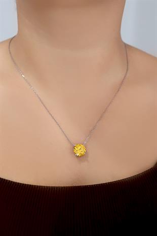 925 Ayar Gümüş Sitrin Taşlı Kolye