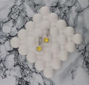 925 Ayar Gümüş Sitrin Taşlı Küpe