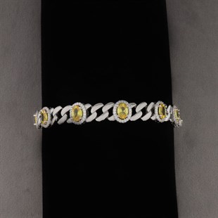 925 Ayar Gümüş Sitrin Taşlı Oval Desen Şık Bileklik