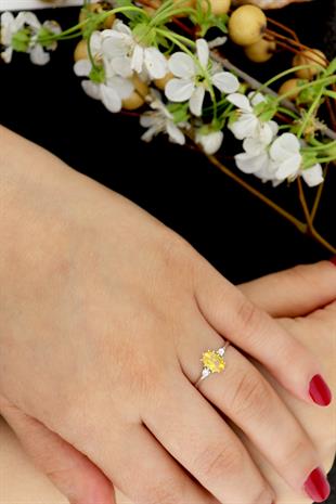 925 Ayar Gümüş Sitrin Taşlı Vintage Yüzük