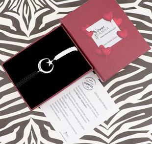 925 Ayar Gümüş Siyah Beyaz Ay Yıldız Taraftar Bileklik