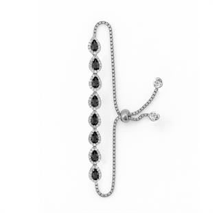 925 Ayar Gümüş Siyah Damla Taş Bileklik