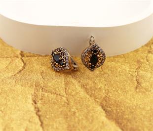 925 Ayar Gümüş Siyah Otantik Küpe