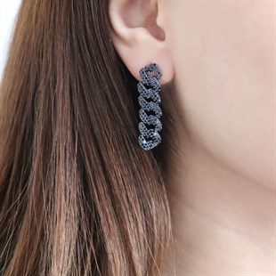 925 Ayar Gümüş Siyah Taşlı Gurmet Küpe