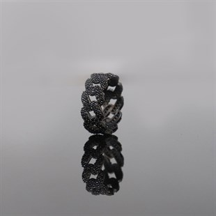 925 Ayar Gümüş Siyah Taşlı Gurmet Yüzük