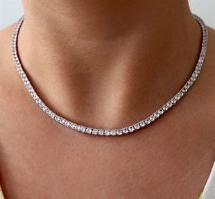 925 Ayar Gümüş Pırlanta Montür 3 mm Su Yolu Kolye