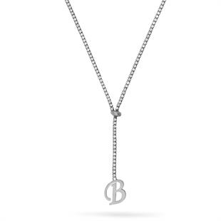 925 Ayar Gümüş Su Yolu Harf Detaylı Kolye