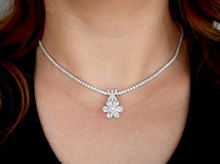 925 Ayar Gümüş Su Yolu Manolya Kolye