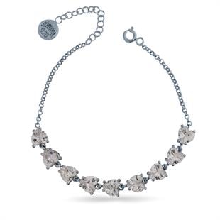 925 Ayar Gümüş Su Yolu Beyaz Taşlı Kalp Bileklik