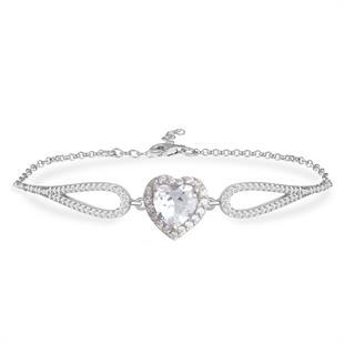 925 Ayar Gümüş Swarovski Beyaz Kalp Takı Seti