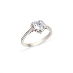 925 Ayar Gümüş Swarovski Beyaz Kalp Takı Seti