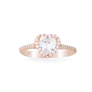 925 Ayar Gümüş Swarovski Rose Gold Kalp Takı Seti