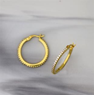 925 Ayar Gümüş Swarovski Zirkon Taşlı Halka Küpe