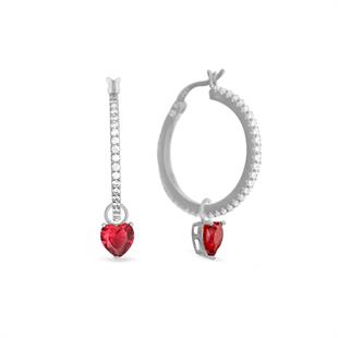 925 Ayar Gümüş Swarovski Zirkon Taşlı Kalp Detaylı Halka Küpe