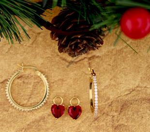 925 Ayar Gümüş Swarovski Zirkon Taşlı Kalp Detaylı Halka Küpe