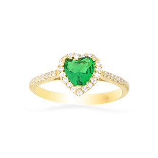 925 Ayar Gümüş Swarovski Zümrüt Kalp Takı Seti