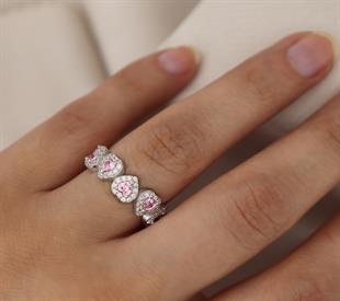 925 Ayar Gümüş Tamtur Pembe Kalp Yüzük