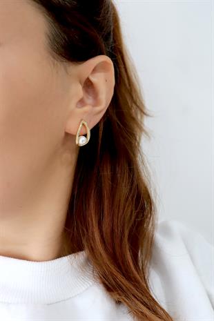 925 Ayar Gümüş Tasarım İnci Küpe