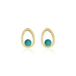 925 Ayar Gümüş Tasarım Turkuaz Taşlı Küpe