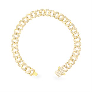 925 Ayar Gümüş Taşlı Gold Gurmet Bileklik