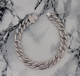 925 Ayar Gümüş Taşlı Gurmet Zincir Bileklik