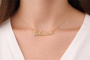 925 Ayar Gümüş Taşlı İmza Model İsim Kolye